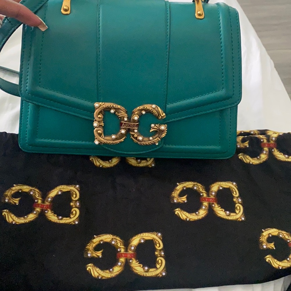 Dolce and gabbana Logo Plaque Crossbody Bag In Green